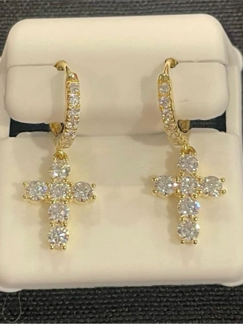 14k gold over 925 silver 1.50ctw Moissanite cross earrings